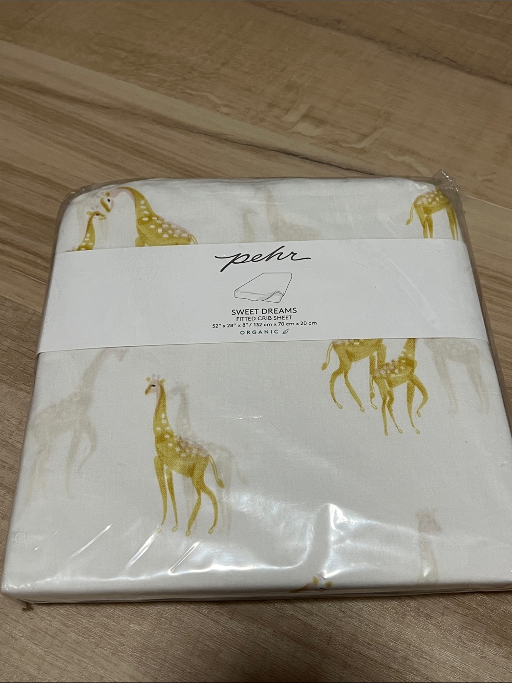 pehr Sweet Dreams Organic Fitted Crib Sheet - Yellow Giraffe Print
